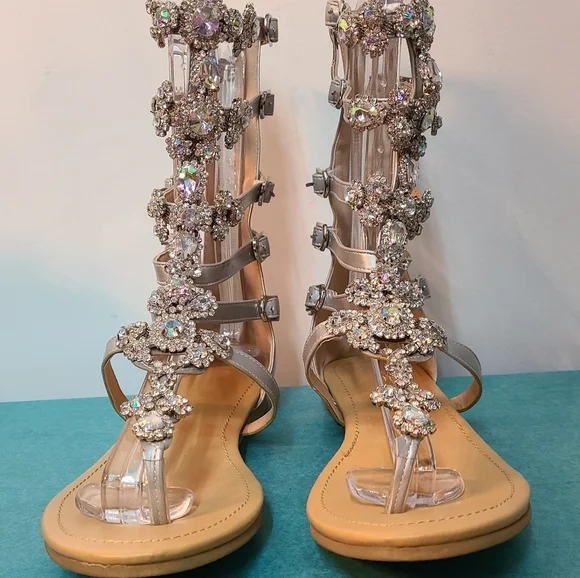 NWOT Gladiator Rhinestone Sandals - Picture 12 of 16